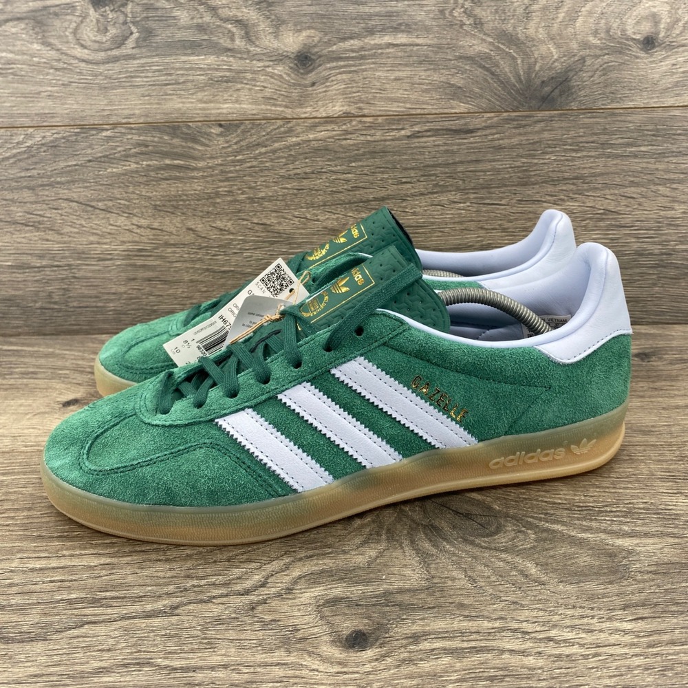adidas Gazelle Indoor Sneakers Womens 10 Green White Gum IH6799 Suede Low Top